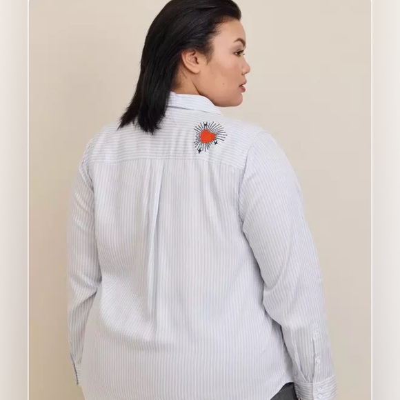 Womens Torrid Blouse Embroidered Button Up Long Sleeve Shirt - Picture 9 of 9